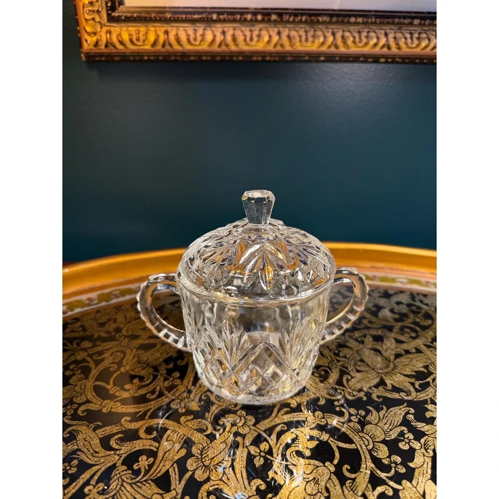 Vintage Anchor Hocking Prescut‎ Lidded Jar: Star of David Candy Dish